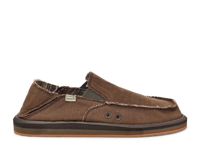 Sanuk Vagabond Soft Top Hemp Collapsible Heel Men\'s Shoes Brown | Canada 220QMA